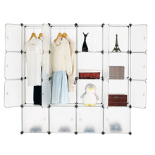 Load image into Gallery viewer, Budget friendly bastuo 16 cubes diy storage cabinet clothes wardrobe closet bookcase shelf baskets modular cubes closet for toys books clothes white with doors