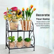 Load image into Gallery viewer, Buy now spice rack ispecle 2 tier foldable shelf rack kitchen bathroom countertop 2 tier standing storage organizer spice jars bottle shelf holder rack black