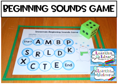 Free Snowman Alphabet Beginning Sounds Game & 11 Winter Worksheets