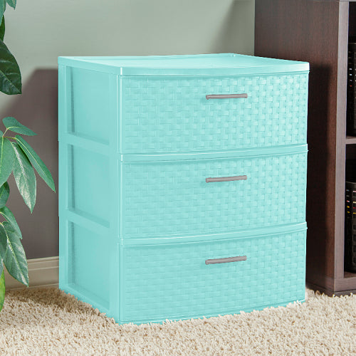 Sterilite 3-Drawer Wide Weave Towers in Classic Mint for Only $17.98!