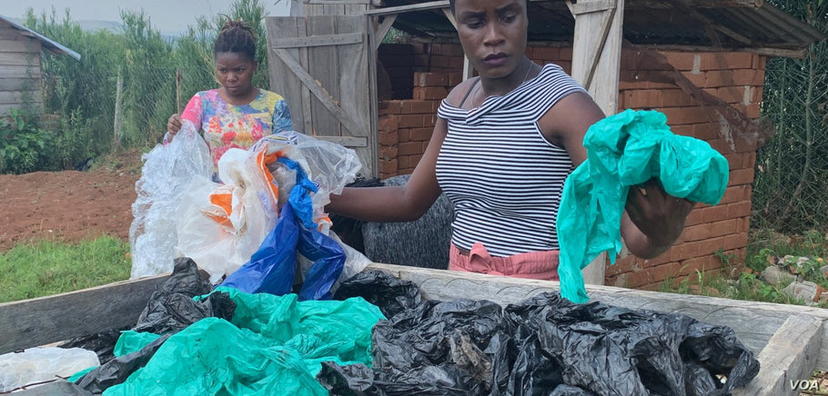 Faith Aweko of Uganda describes herself as a “waste-preneur.”  She has come up with an innovative way to transform discarded plastic bags into backpacks for everyday use.