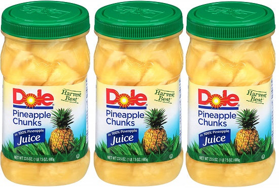 Dole Pineapple Chunks, 23.5 Ounce Jars (Pack of 8)