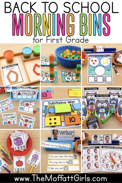 First Grade Morning Bins Back to School