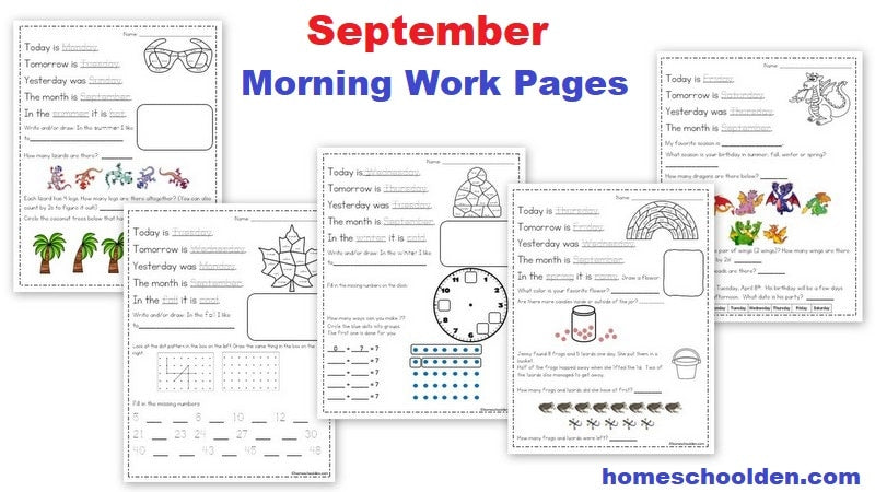 September Morning Work Pages (Ages 4-6)