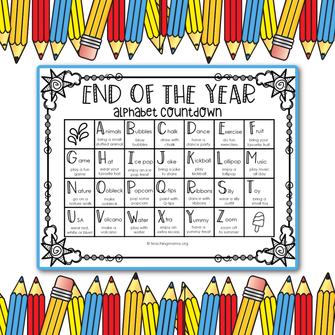 End of the Year Alphabet Countdown Calendar – Declutter And Organize