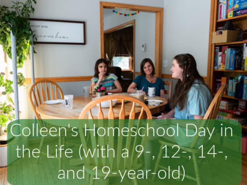 Colleen’s Homeschool Day in the Life (with a 9-, 12-, 14-, and 19-year-old)