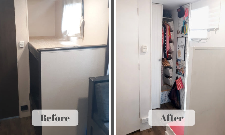 Unused RV Bunks Turned Into DIY Closet