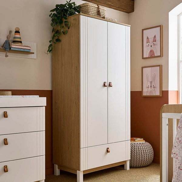 CuddleCo Rafi Nursery Wardrobe - Oak & White