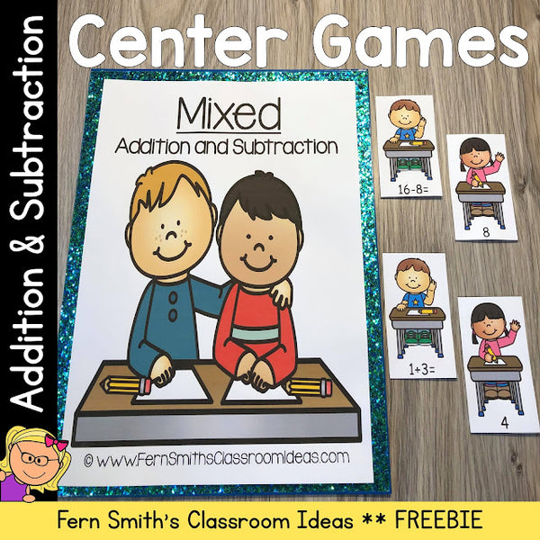 Download This Back to School Mixed Addition and Subtraction Center Games Freebie Resource For Your Class Today!