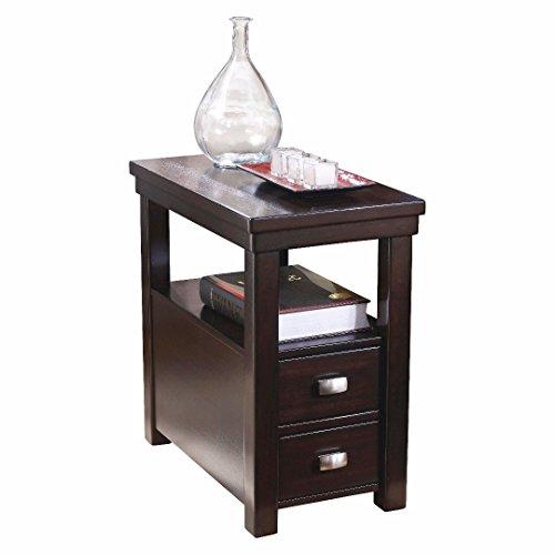 Contemporary Narrow Nightstand Wooden Espresso Wenge Chair Side End Table with 2-Storage Drawer