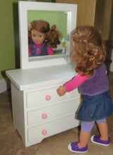 Load image into Gallery viewer, WOOD DRESSER with MIRROR for 18&quot; DOLLS - Handmade Wooden Doll Fine Furniture USA