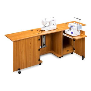 Compact Sewing Machine & Serger Cabinet in Teak