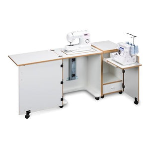 Compact Sewing Machine & Serger Cabinet in White