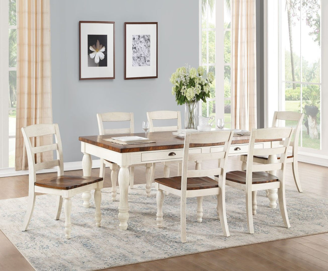 Acme 71770 Britta 5 Piece Brown & White Finish Dining Table Set