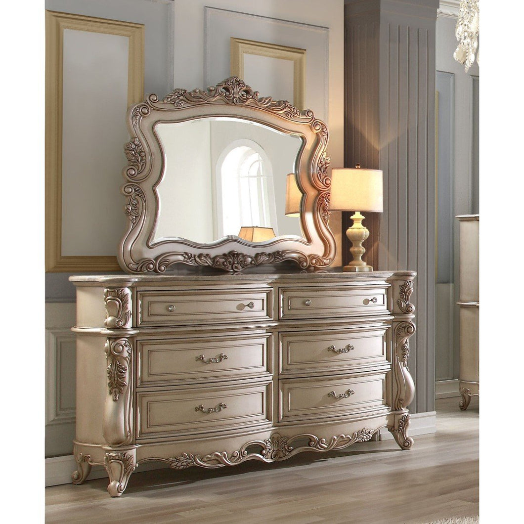 Acme 27445 Gorsedd Cream Wood Finish Traditional Dresser With Mirror