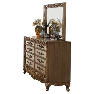 Acme 23794 Orianne Gold Wood & Mirrored Finish Dresser With Mirror