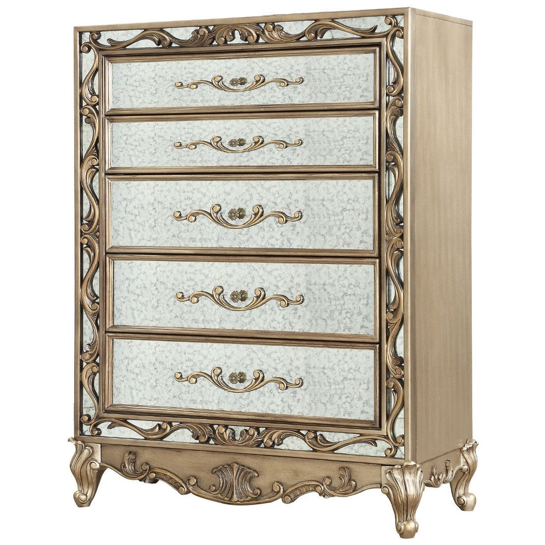 Acme 23796 Orianne Gold Wood & Mirrored Finish Chest