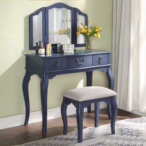 Acme 90350 Abelus Blue Wood Finish 3 Piece Vanity Desk Set