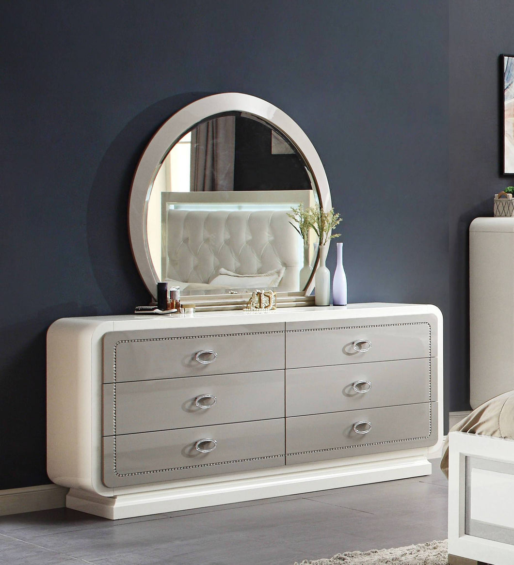 Acme Allendale Ivory Wood Finish Dresser With Mirror