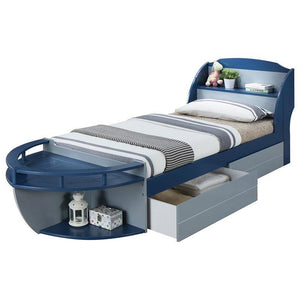 Acme 30620T Neptune II Navy And Gray Twin Storage Boat Bed With Drawer