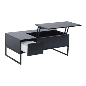 Modern Lift Top Coffee Table Hidden Compartment and Storage Drawer Black