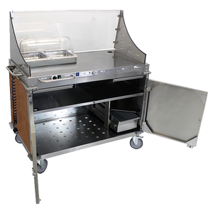 Cadco Serving Counter Hot Food, Mobile Demo/Sampling Cart, Full Size Buffet Server, Stainless Steel Construction