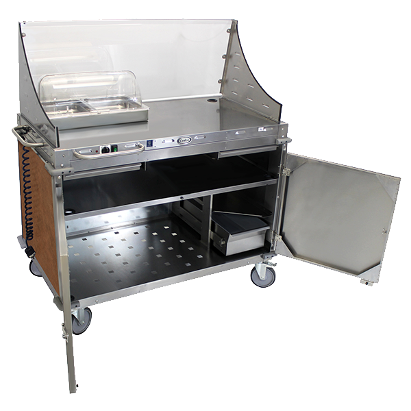Cadco Serving Counter Hot Food, Mobile Demo/Sampling Cart, Full Size Buffet Server, Stainless Steel Construction