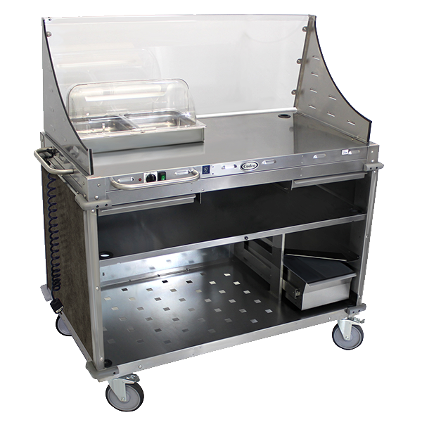 Cadco Serving Counter Hot Food, Mobile Demo/Sampling Cart, Large, Full Size Buffet Server, Stainless Steel Construction