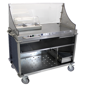 Cadco Service Counter Hot Food, Mobile Demo/Sampling Cart, Large, Full Size Buffet Server, Stainless Steel Construction