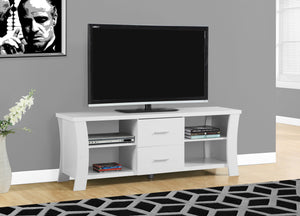 60"L WHITE WITH 2 DRAWERS TV STAND