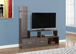 60"L GREY WITH A DISPLAY TOWER TV STAND