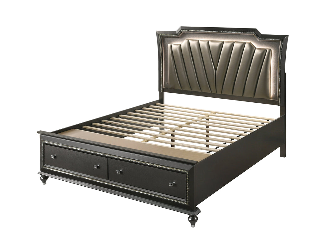 Acme Kaitlyn Queen Bed With Pu And Metallic Gray Finish 27280Q