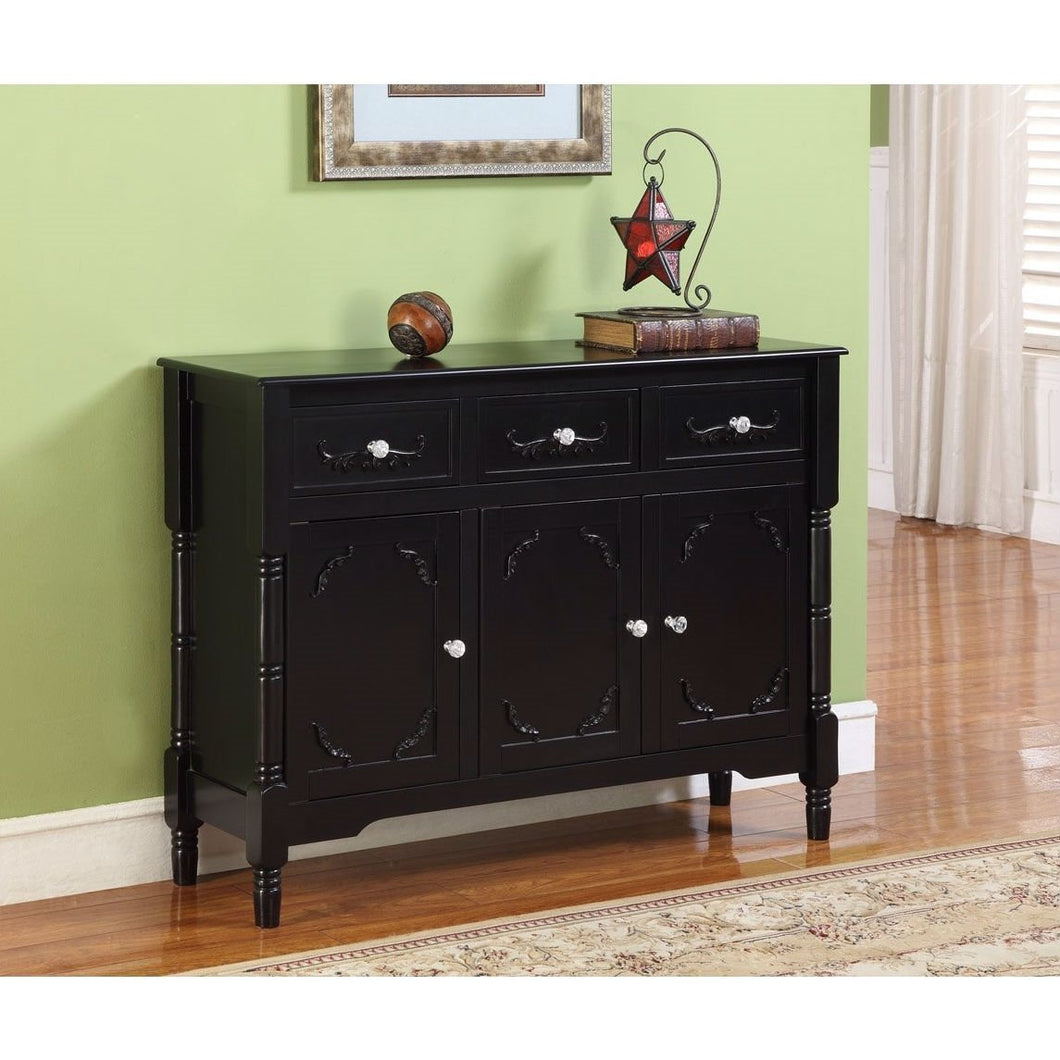 Solid Wood Black Finish Sideboard Console Table with Storage Drawres