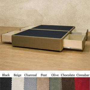 Queen size Charcoal Microfiber Upholstered Platform Bed with 4 Storage Drawers