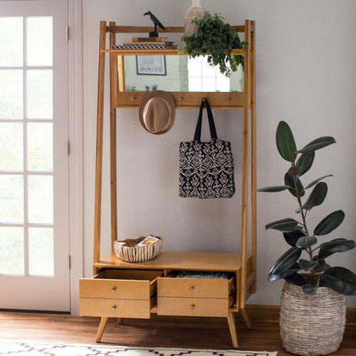 Mid-Century Modern Birchwood Entryway Hall Tree