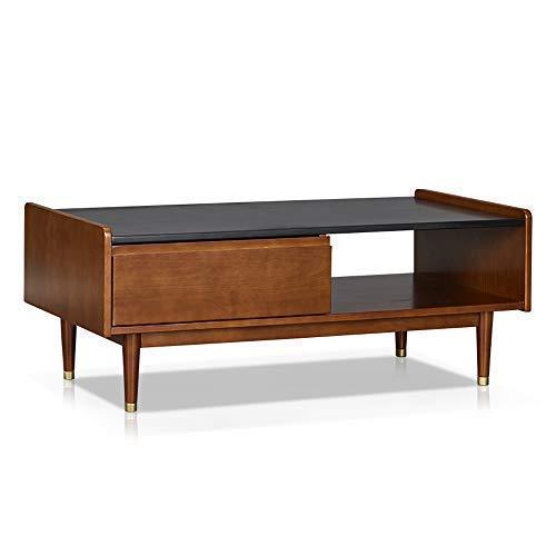 Solid Wood Rectangle Coffee Table with Storage Drawer