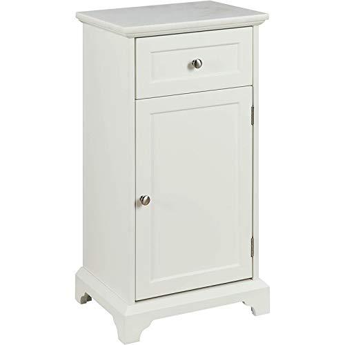 Acme Simes Marble Top Floor Cabinet in White