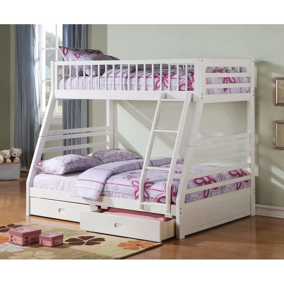 Acme Jason Twin Over Full Bunk Bed with 2 Drawer in White Finish 37040