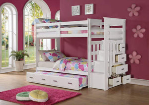 Acme Allentown Twin/Twin Bunk Bed w/ Storage Ladder and Trundle in White 37370