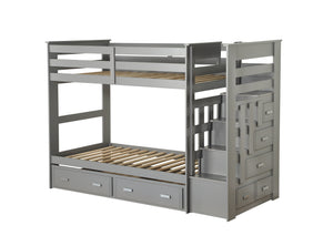Acme Allentown Twin Storage Bunk Bed With Trundle In Gray Finish 37870