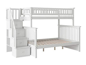 Atlantic Furniture AB55702 Columbia Staircase Bunk Bed, Twin/Full, White
