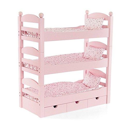 18 Inch Doll Triple Bunk Bed - Stackable Wooden Furniture Made To Fit American Girl Or Other 18 Dolls