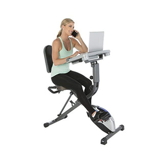 Exerpeutic ExerWorK 1000 Fully Adjustable Desk Folding Exercise Bike with Pulse