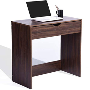 Computer Writing Desk Students Study Table with 1 Storage Drawer Home Office PC Laptop Notebook Table Bedroom Corner Desk Modern Simple Space Saving Workstation Wooden Kids Homework Desk,Walnut Brown