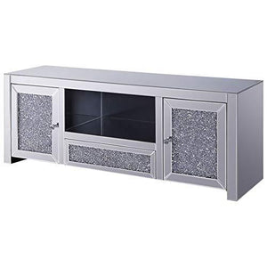 ACME Furniture 91450 Noralie TV Stand Mirrored and Faux Diamonds