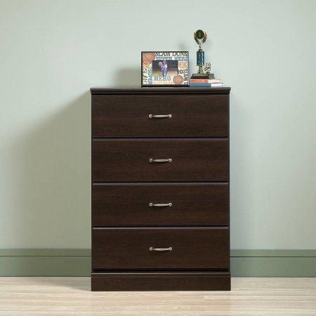 Reliable Four Drawer Chest, Good Metal Runners and Safety Stops, Ideal Storage Solution, Long Lasting Sturdy Wood Composite Materials, Use in Home Office and Living Room + Expert Guide (Espresso)