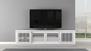 Furnitech 82" High Gloss White Lacquer Media Console. Model FT82WSLW