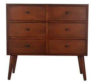 Décor Therapy Mid Century Six Drawer Wood Accent Chest, Light Walnut