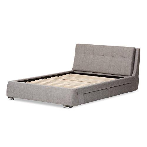 Baxton Studio Bwire Modern and Contemporary Fabric Upholstered 4-Drawer Size Storage Platform Bed, King, Grey