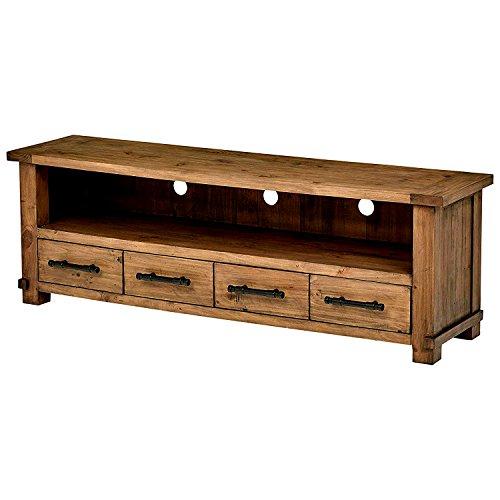 EFD Multi Media TV Stand with Drawers Brown Rustic Farmhouse Style Wooden Wide for Flat Screen Panel Living Room Media Center Home